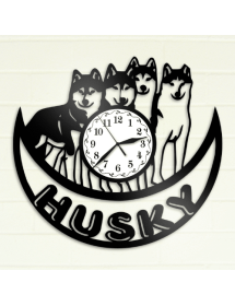 Ceas de perete cu caine Husky - model 3